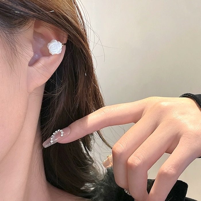 Levendige parelmoer Rose Flower Ear Cuff-One Pair