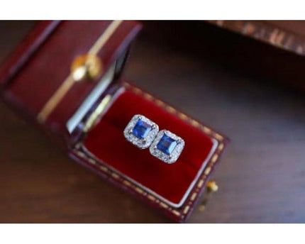 Fancy Square Saffier Gem -oorbellen