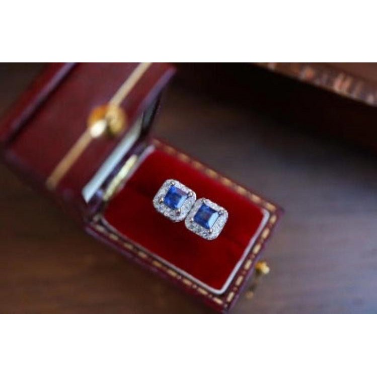 Fancy Square Saffier Gem -oorbellen