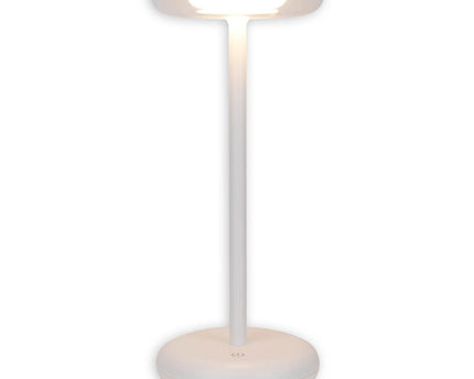 Noteloze tabletlicht "PASI" voor buiten en binnen, gemaakt van metaal en plastic in wit, dimbaar, met aanraking en geheugenfunctie, ca. 26 cm hoog