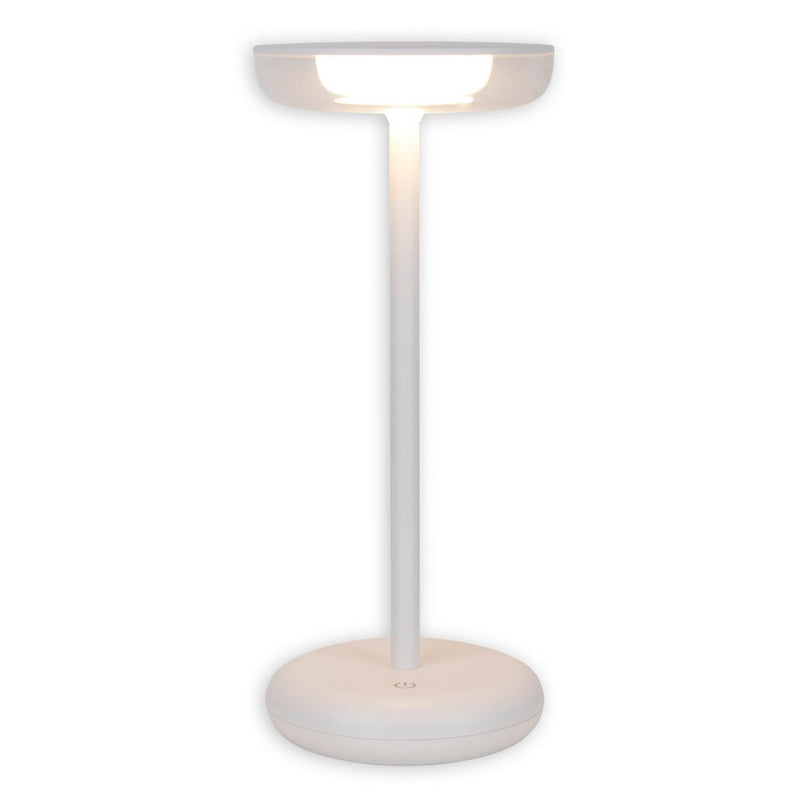 Noteloze tabletlicht "PASI" voor buiten en binnen, gemaakt van metaal en plastic in wit, dimbaar, met aanraking en geheugenfunctie, ca. 26 cm hoog