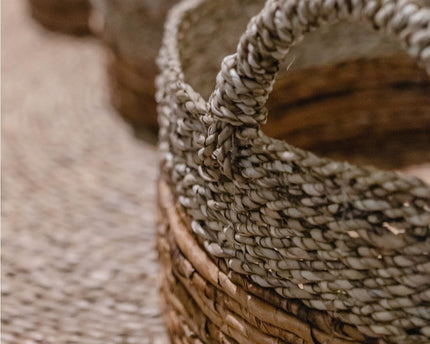 Opbergmand | Decoratieve mand | Plantenmand KUTUS (naturel) van zeegras en bananenvezel (3 maten)