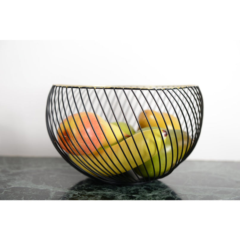 Zwart fruit gesneden gouden rand 22,5x22.5x14,5 cm