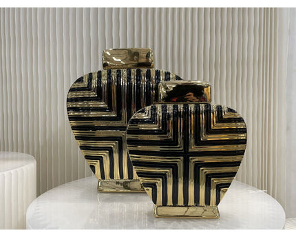 Prachtige gouden en zwarte kunstdecor geïnspireerde pot klein (uitverkoop - 50% korting van 27,99 tot 13,99 euro)