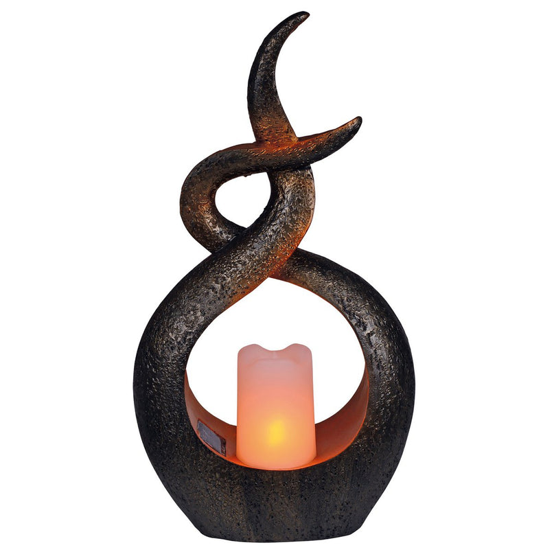 LED Solar Decol Light "Candle Flame", voor buiten, bruin plastic, geïntegreerde LED.