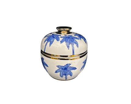Porseleinen vaas met Delfts blauw en kokospalm (For Kitchen Home)