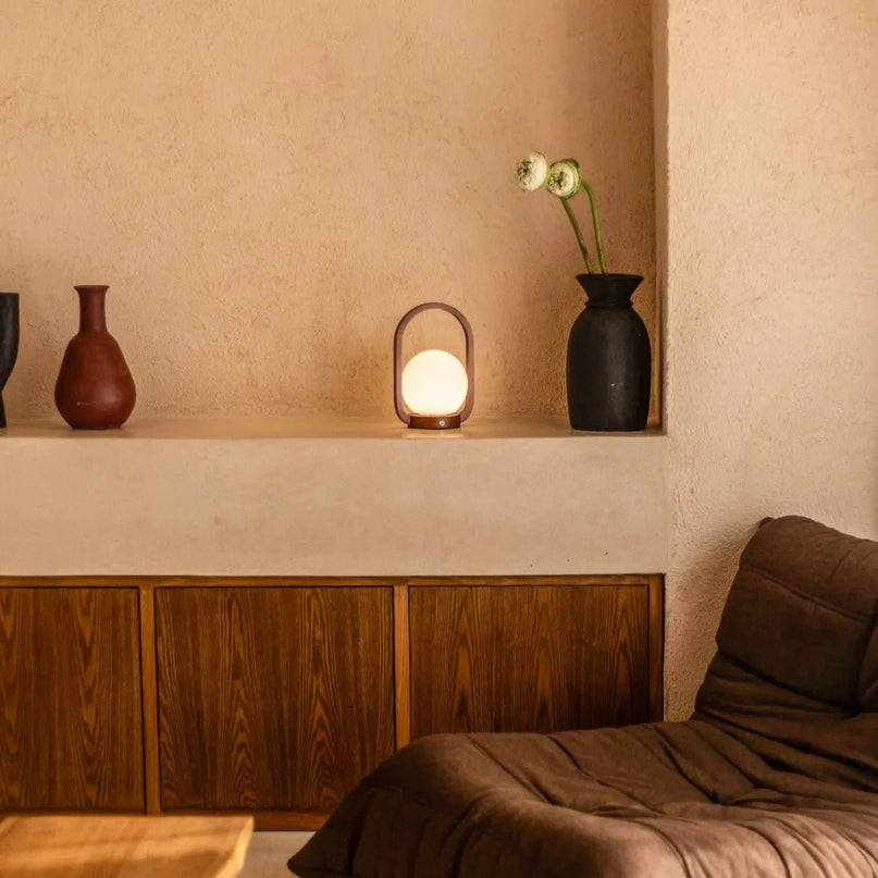 Skye kastanjebruine houten draadloze lamp | Oplaadbaar en dimbaar