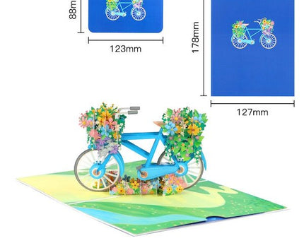 3D -kaart - Flower Bicycle Verjaardagskaart