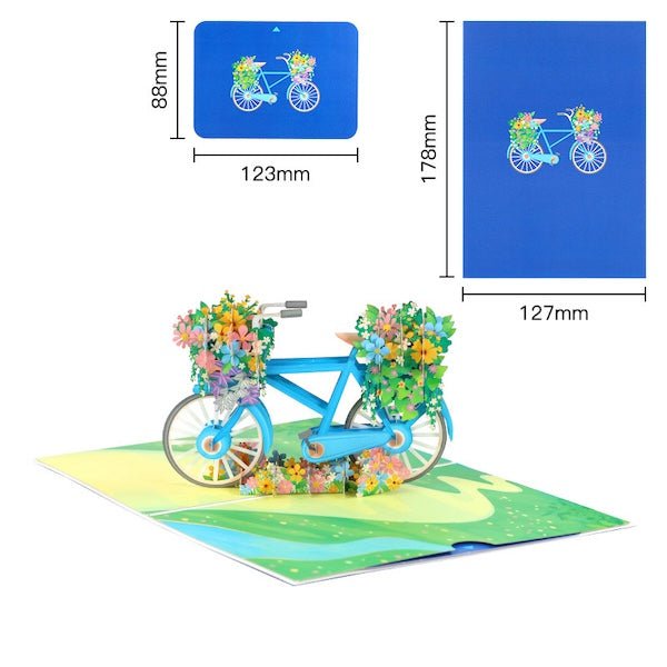 3D -kaart - Flower Bicycle Verjaardagskaart