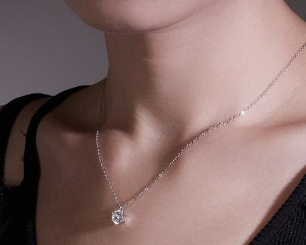Classic 6 Claws Solitaire hanger ketting - Moissanite Stone