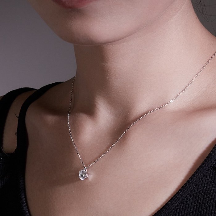 Classic 6 Claws Solitaire hanger ketting - Moissanite Stone