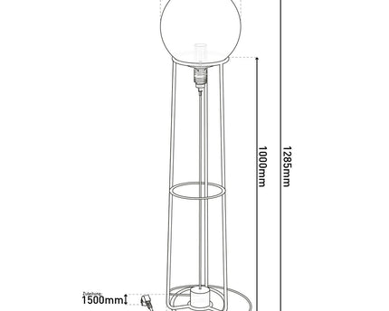 Stapellamp "stelo", moderne vloerlamp gemaakt van zwart metaal en rookglas, E27 -aansluiting, 128,5 cm hoog, voor eetkamer, woonkamer, gang of kantoor,