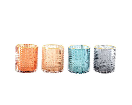 4 -Color kandelaars met gouden randen 8x8x9cm - veel 4