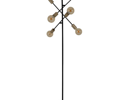 Staande lamp "Modo" gemaakt van zwart in zwart, versies in goud, E27 -aansluiting, vloerlamp voor woonkamer, eetkamer, keuken, gang, gang of kantoor, 150 x 49 cm
