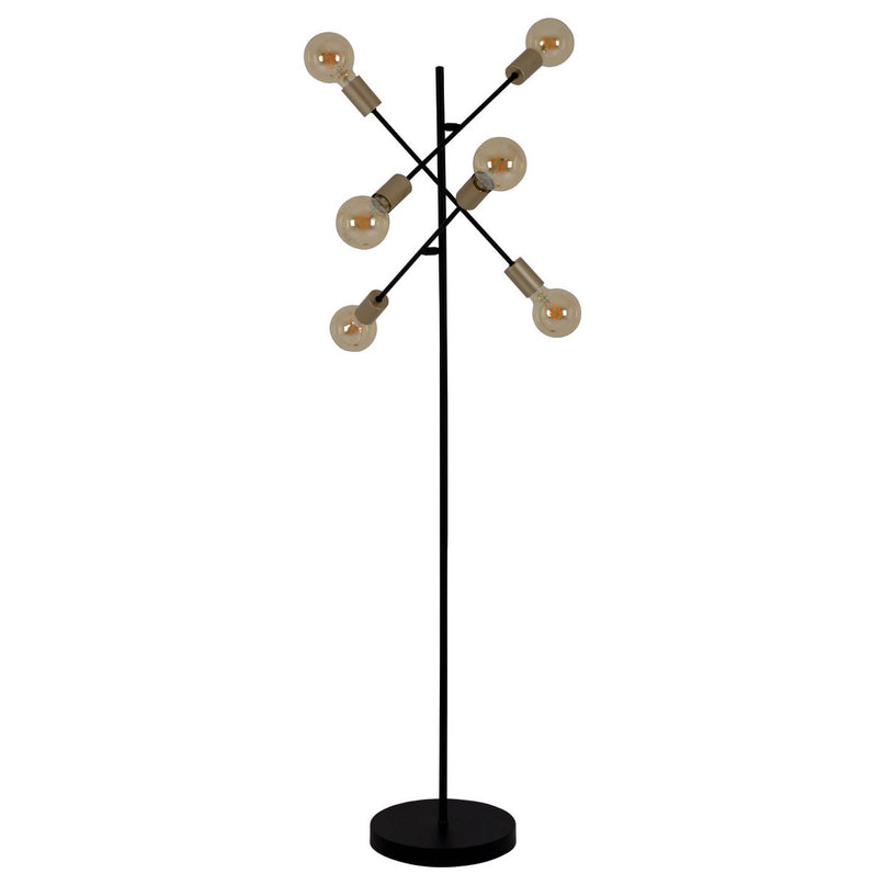 Staande lamp "Modo" gemaakt van zwart in zwart, versies in goud, E27 -aansluiting, vloerlamp voor woonkamer, eetkamer, keuken, gang, gang of kantoor, 150 x 49 cm