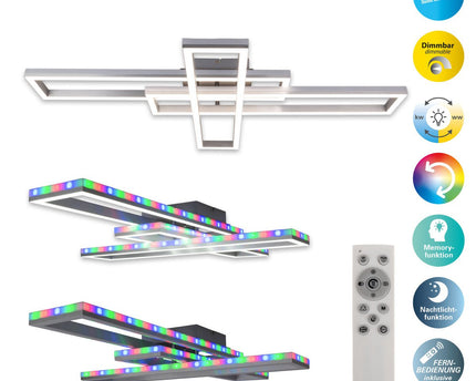 LED CCT-plafondlamp + RGB-backlight "Bantry" met veel functies, 95 cm lang, inclusief afstandsbediening