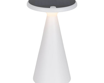 Zonne -batterijtafellamp "Palu" voor buiten en binnen, gemaakt van plastic in wit, 20 cm hoog