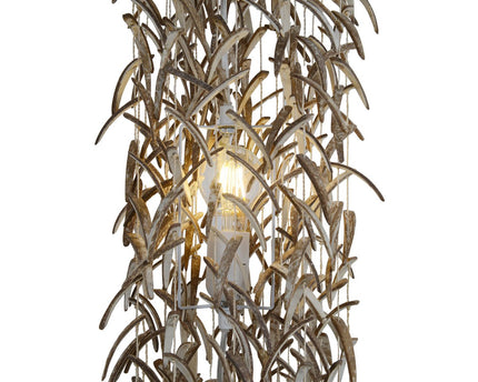 Hanger lamp "kokosnoot" 180 cm hoog, gemaakt van hout- en kokosnootschalen, beige/bruin, E27 -aansluiting, verlichting voor woonkamer, eetkamer of wintertuin.