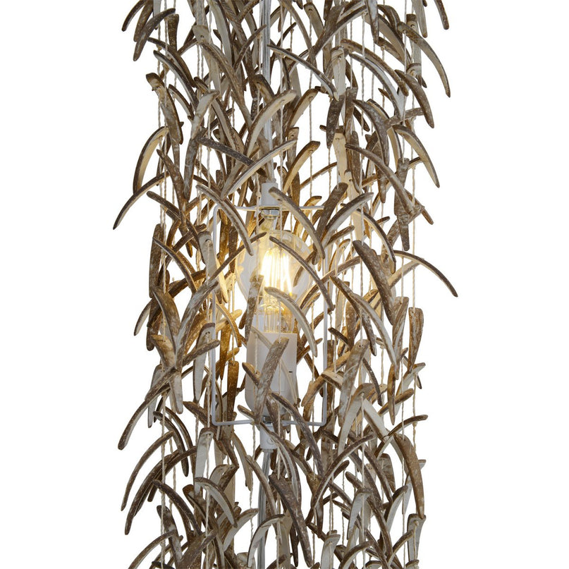 Hanger lamp "kokosnoot" 180 cm hoog, gemaakt van hout- en kokosnootschalen, beige/bruin, E27 -aansluiting, verlichting voor woonkamer, eetkamer of wintertuin.