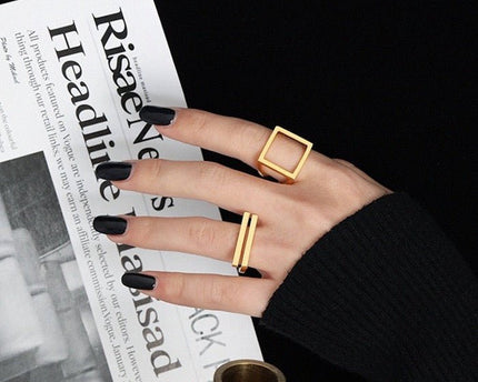 Sterling zilver en goud vermeil Geometrische dubbele staafring
