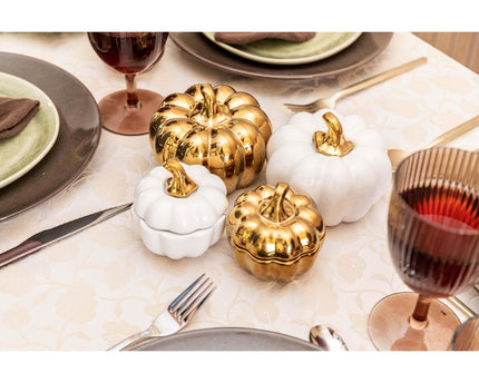 Witte en gouden decoratieve pompoenen - veel van 2