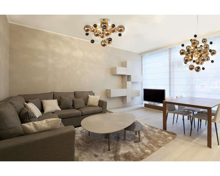 Plafondlamp "explosie" goud gemaakt van metaal en glas, G9 -versies, plafondlamp voor eetkamer, woonkamer, gang of kantoor, Ø57 cm