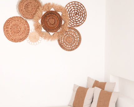 Tropische wanddecoratieset 6 gemengde stukken DALUM Boho Decor Handgeweven van natuurlijke materialen