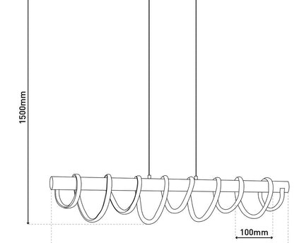 LED -hanglamp "Belleza", moderne metalen slinger lamp en plastic in nikkel mat en wit, met stevig gebouwd -in LED's, 100 cm lang. De ideale verlichting voor woonkamer, eetkamer of keuken.