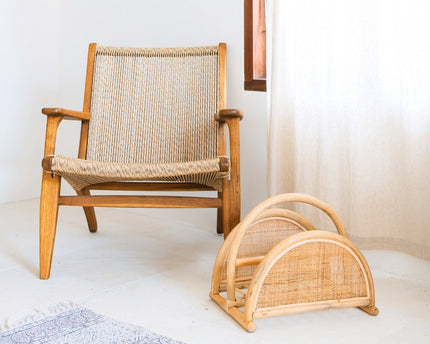 Rotan Krantenrek – Tijdschriftenhouder – Boho Krantenmand – Handgemaakte Rotan Krantenhouder ALOR