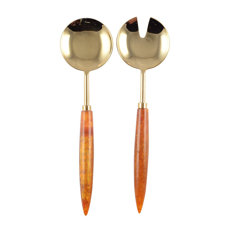 Bestek met goud en oranje salade 29 cm