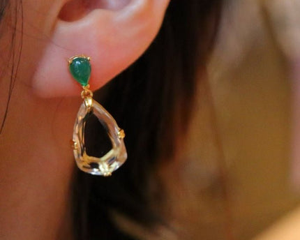 Fancy Clear Quartz Crystal Waterdrop oorbellen