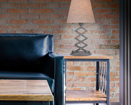 Scarfish Lamp "Adrienne", lengte van 37-71 cm, gemaakt van bruin metaal met natuurlijk gekleurde textielparaplu's, E27-aansluiting, verlichting voor woonkamer, eetkamer of kantoor