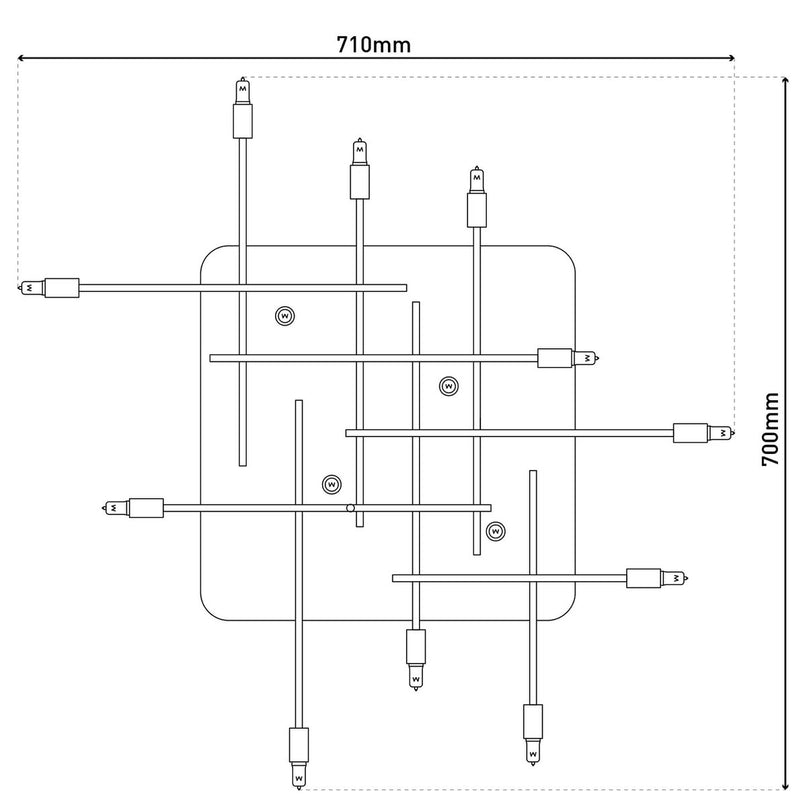LED -plafondlamp "Ancona" met achtergrondverlichting gemaakt van metaal in roestvrijstalen optiek, G9 -versies, lamp voor woonkamer, eetkamer, gang en kantoor, ca. 71 x 70 cm