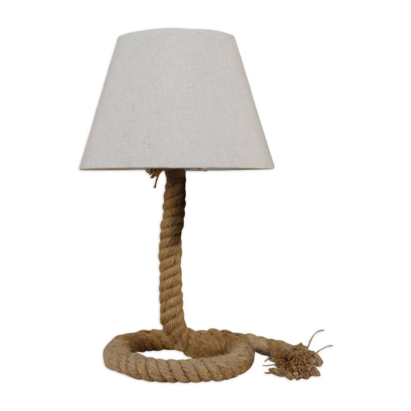 Tafellamp met tekstblazer "touw", tafellamp gemaakt van metaal, plastic, jute en textiel in wit, met E14 -versie, voor woonkamers, gang of kantoor, 40 cm hoog