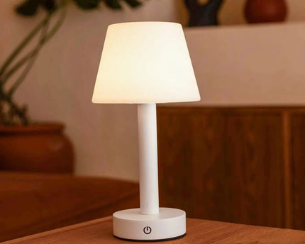 Zoë Witte Houten Oplaadbare Tafellamp | Draadloos, dimbaar, USB-C, batterij met een levensduur van 80 uur