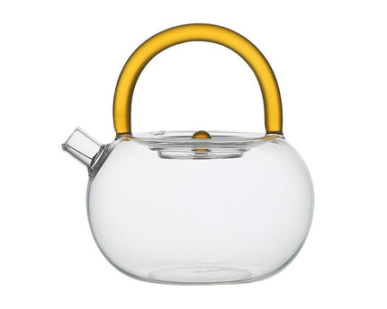 Glazen theepot met gele handvat 800 ml