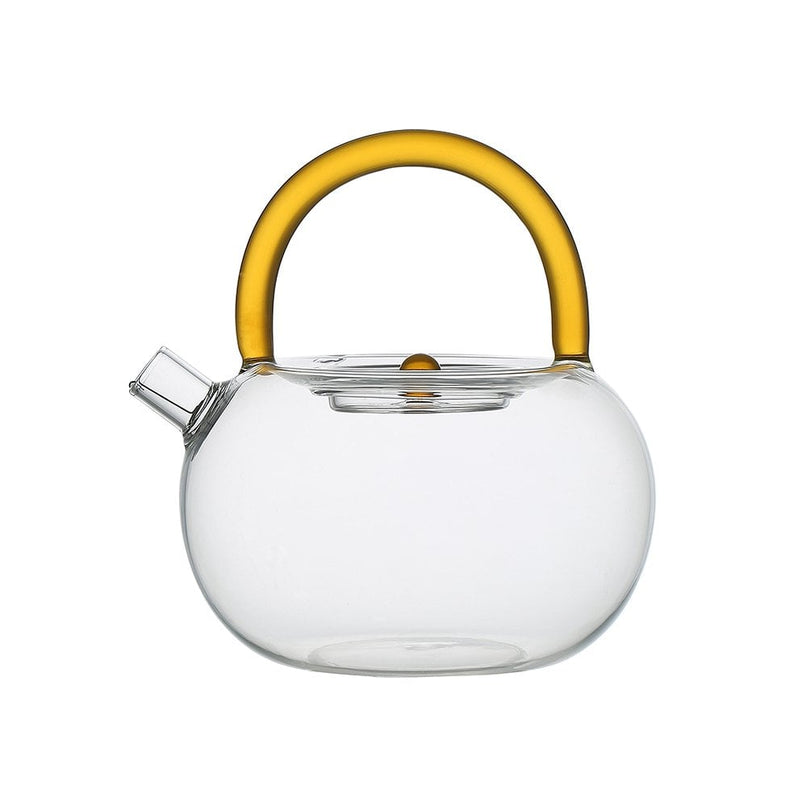 Glazen theepot met gele handvat 800 ml