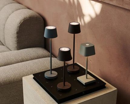 De pijp mini middernacht zwart oplaadbare tafellamp - draadloos opladen, dimbable lamp en 3 lichte kleuren