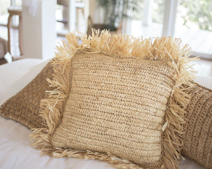 Sierkussen met vulling | Decoratief Kussen | Sofa Kussen GANDI gemaakt van Raffia