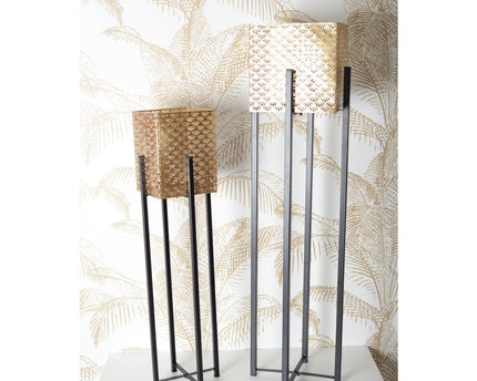 Metalen plantenondersteuning met H.60 cm gouden ijzeren pot