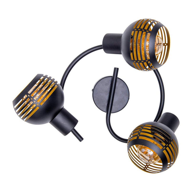 3-zits muur en plafond Rondel Spot "Casco" gemaakt van metaal in zwart en goud, met E27-versie, Øca. 48 cm. Stijlvolle verlichting voor woonkamer, eetkamer of keuken.