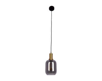 1-pendelende lamp "fumo", hanglamp gemaakt van metaal en glas in zwart, met E14-aansluiting, voor eetkamer, woonkamer, gang of kantoor, hangende lamp 150 x 20 cm
