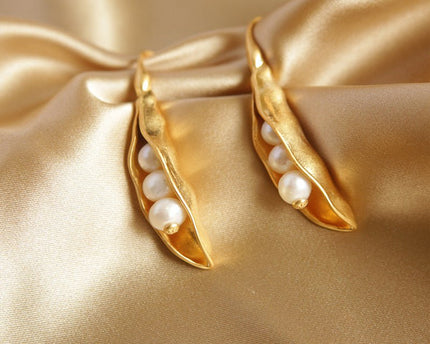 Vintage stijl Pea Pod Design gouden oorbellen