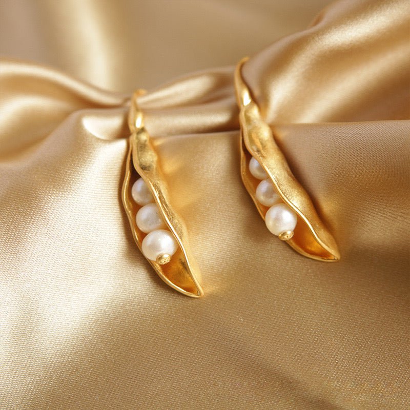 Vintage stijl Pea Pod Design gouden oorbellen