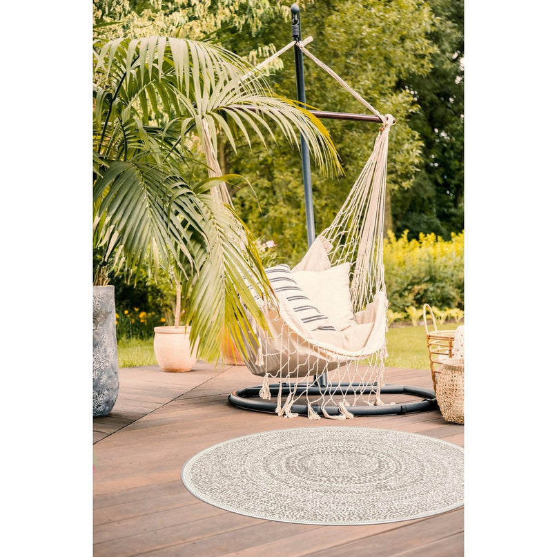 TRIBAL rond vloerkleed voor binnen en buiten in etnische stijl