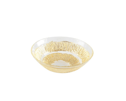 Gouden kom schreeuwend in glas 13x13x4cm - zon