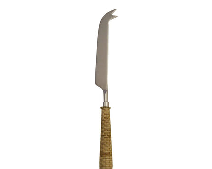 Beige kaasmes met rieten handvat