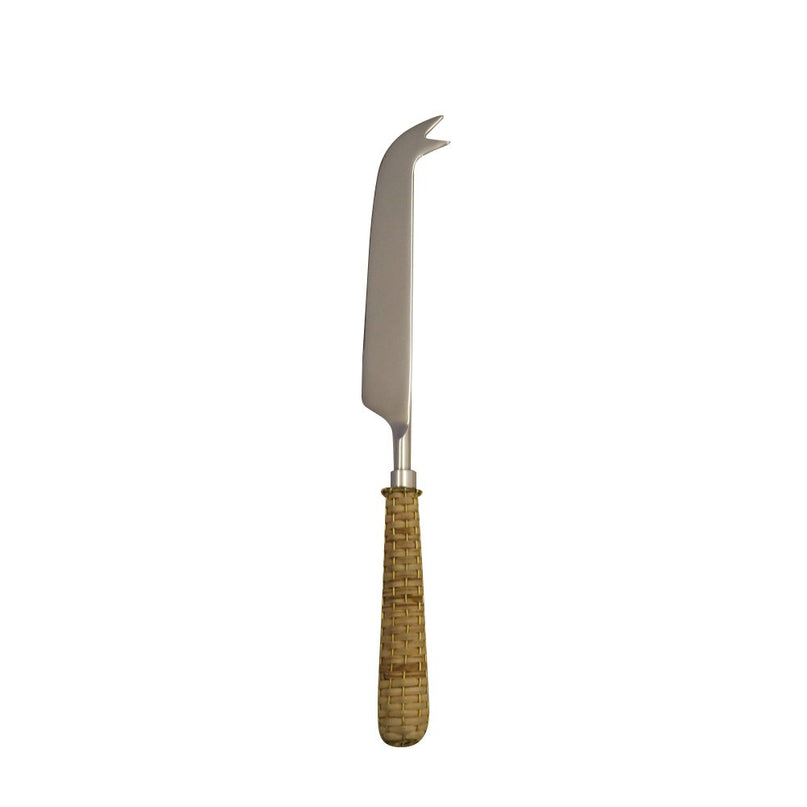 Beige kaasmes met rieten handvat