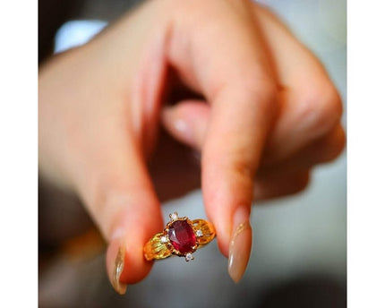 Echte Ruby Solitaire Ring-verstelbaar