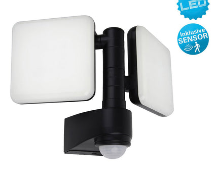 LED externe wandlamp "Jaro" met 360 ° bewegingsdetector, gemaakt van plastic in antraciet, met geïntegreerde LED